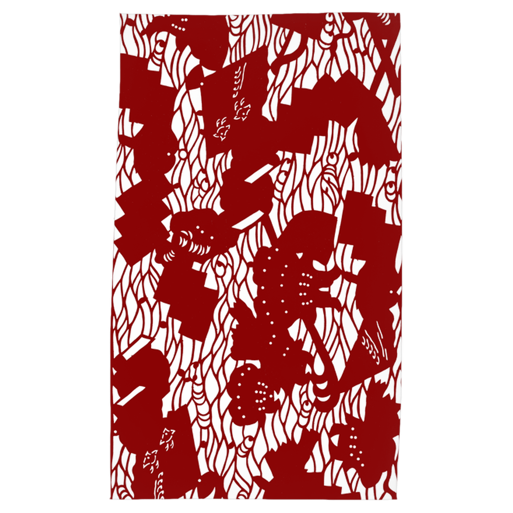 Folding Fan Tea Towel - Red - HapDog Laboratories