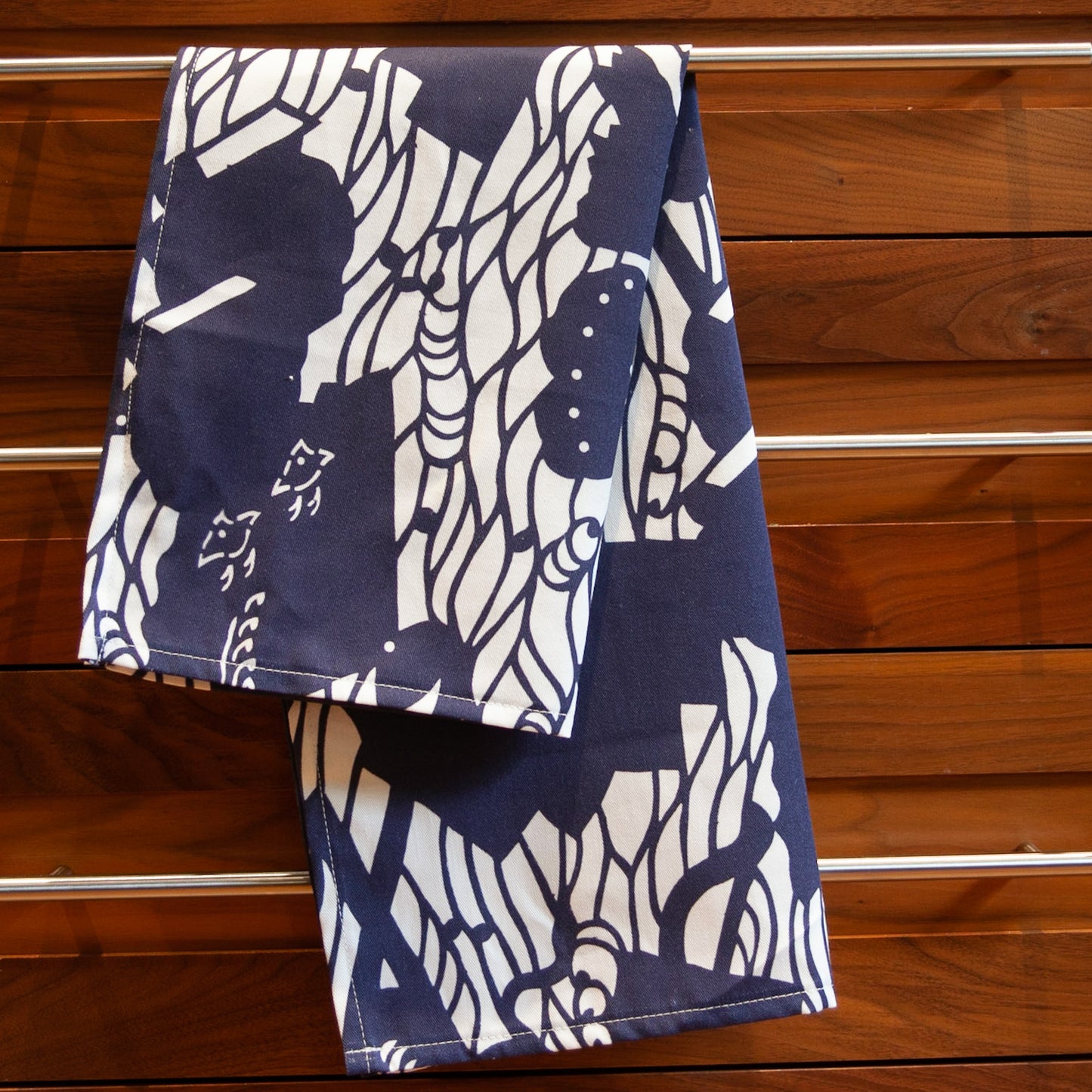 Folding Fan Tea Towel - Navy - HapDog Laboratories