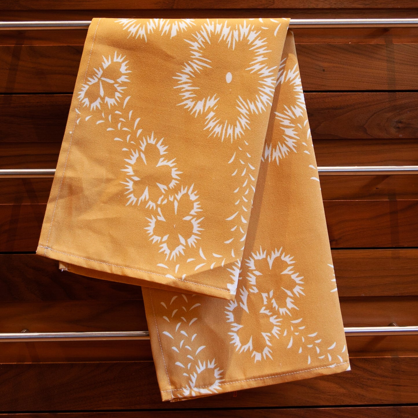 Ochre Floral Tea Towel - HapDog Laboratories