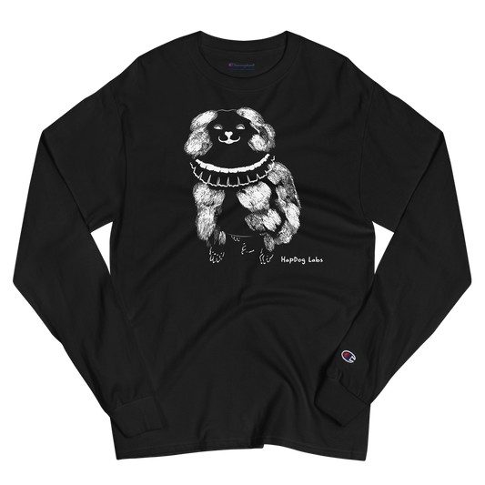 White Fluffy Hap Long Sleeve Tee - HapDog Laboratories 